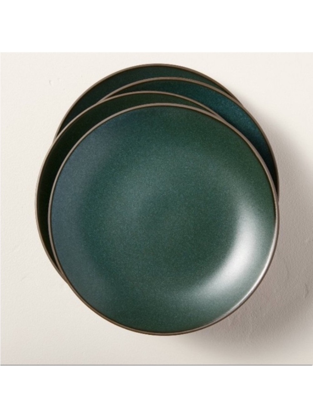 Hearth & Hand Deep Green Ceramic Dinner Plates - Set of 4